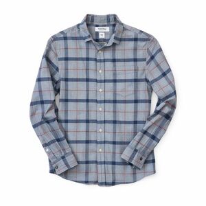 Old Navy Men’s Small Slim Fit Grey Blue Plaid Cotton Oxford Button Down Shirt